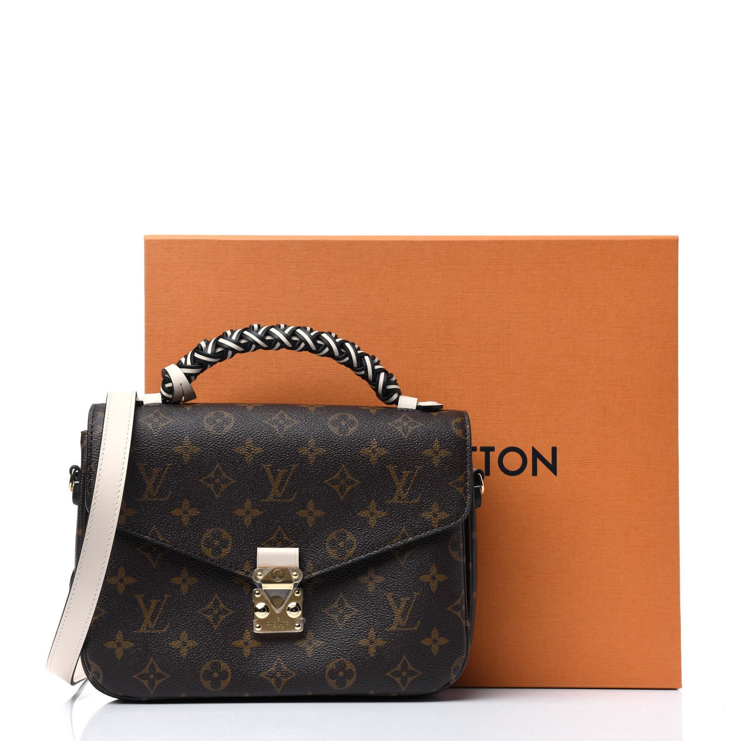 Monogram Braided Pochette Metis Creme Beige