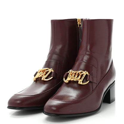 Gucci Goatskin Kitten Chain Horsebit Ankle Boots 37 Bordeaux 3 of 18