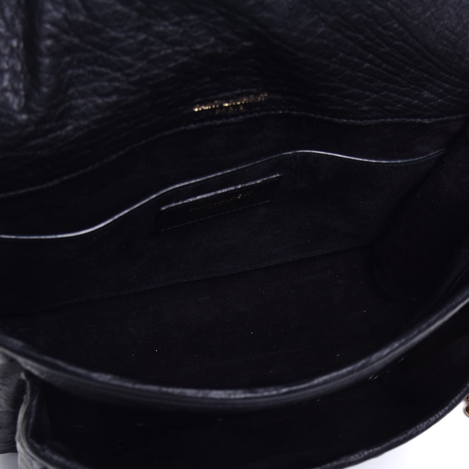 Saint Laurent Ostrich Monogram Baby Niki Chain Satchel Black 5 of 8