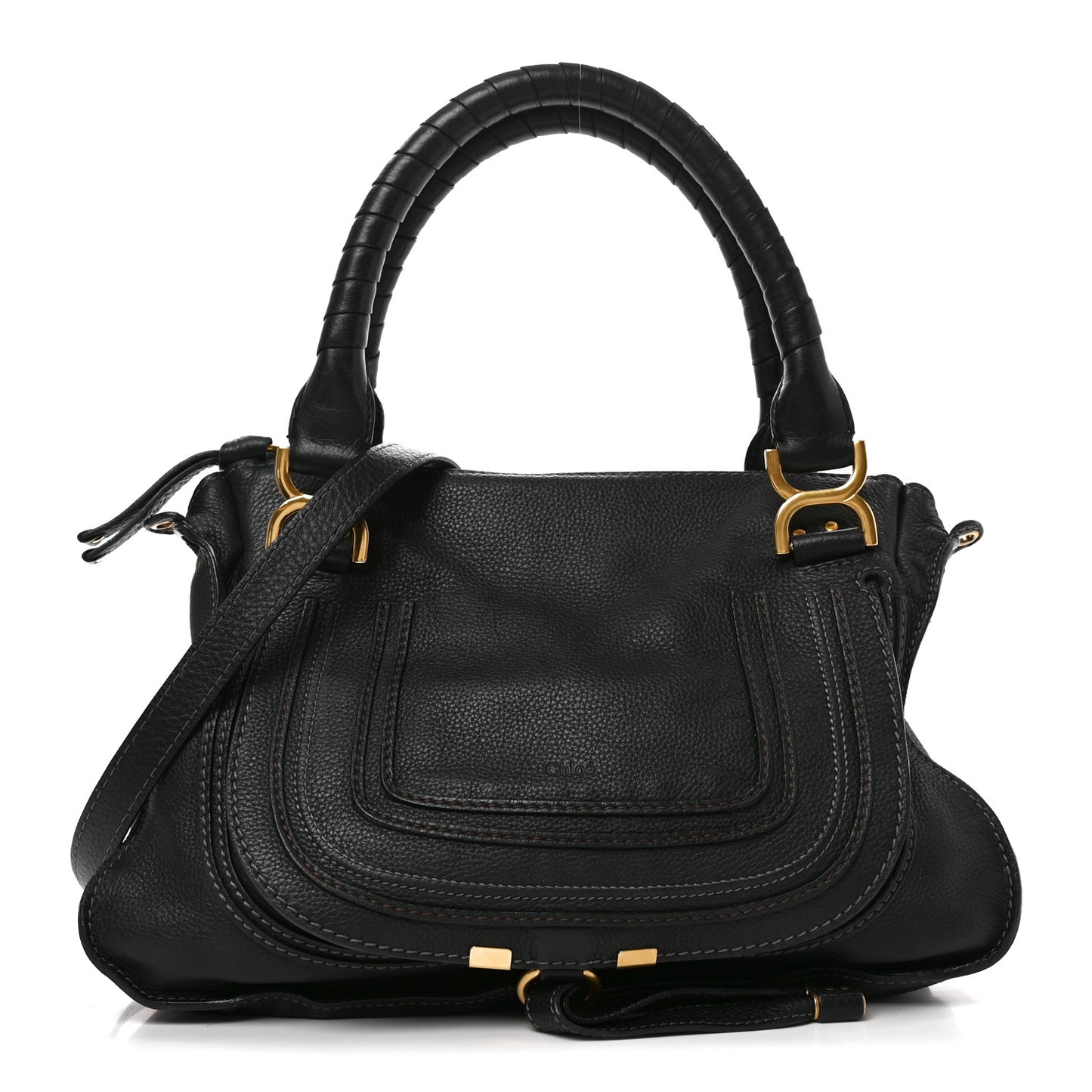 Calfskin Medium Marcie Satchel Black