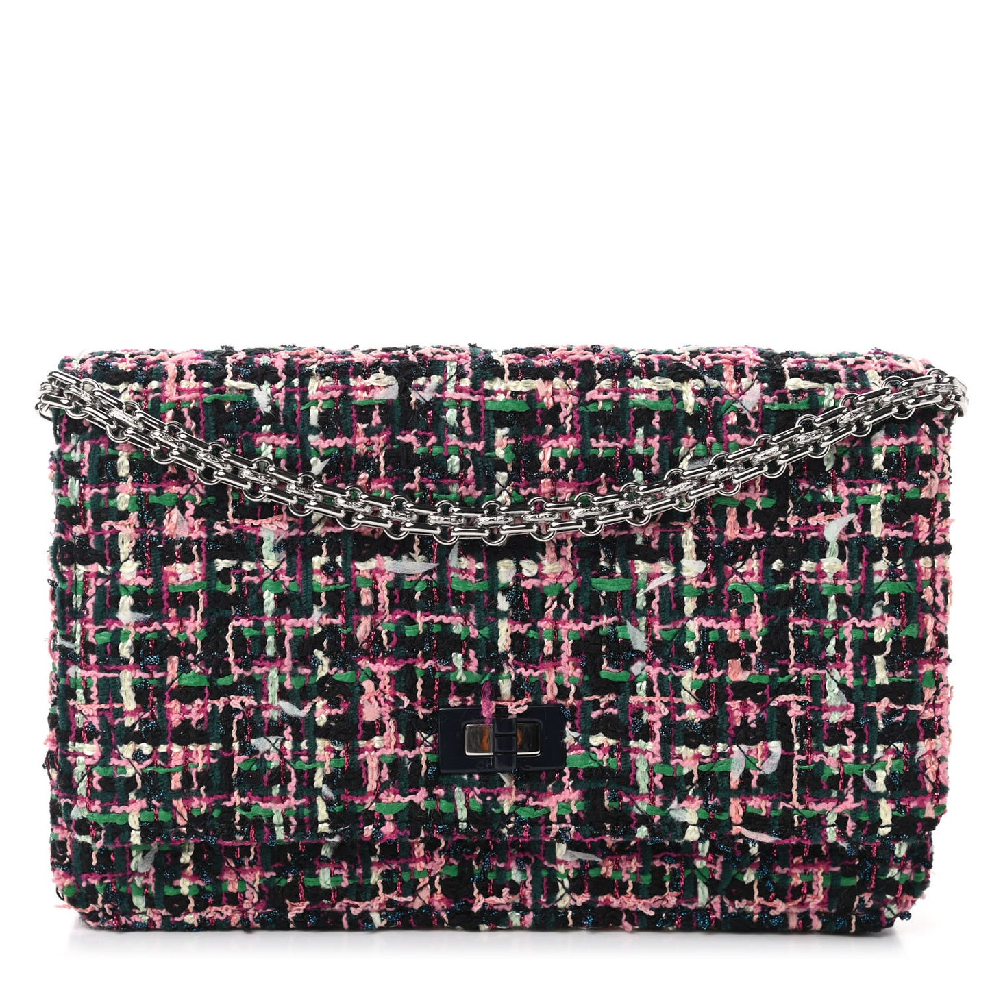 Tweed Quilted Reissue Wallet On Chain WOC Pink Multicolor