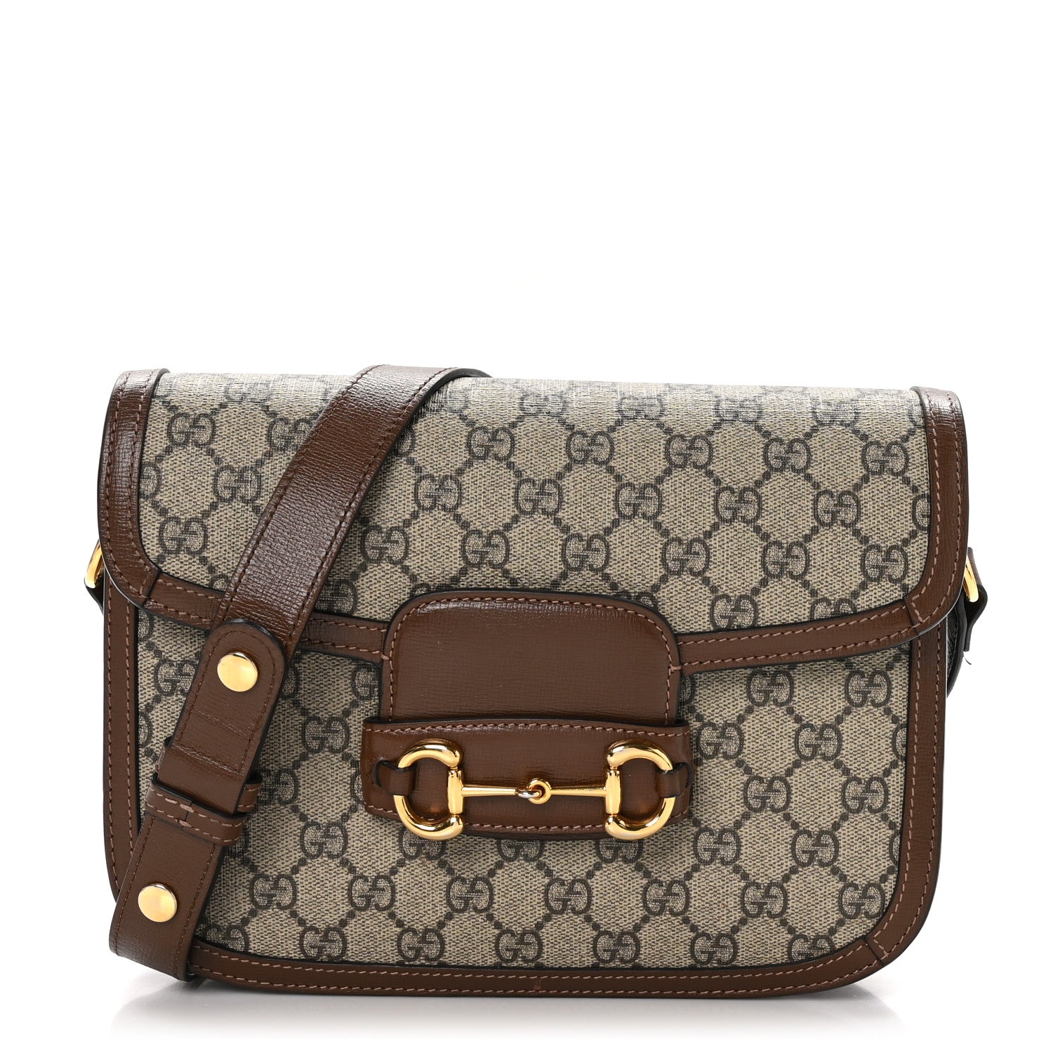 Gucci GG Supreme Monogram Horsebit 1955 Shoulder Bag Beige Brown Sugar 1 of 11