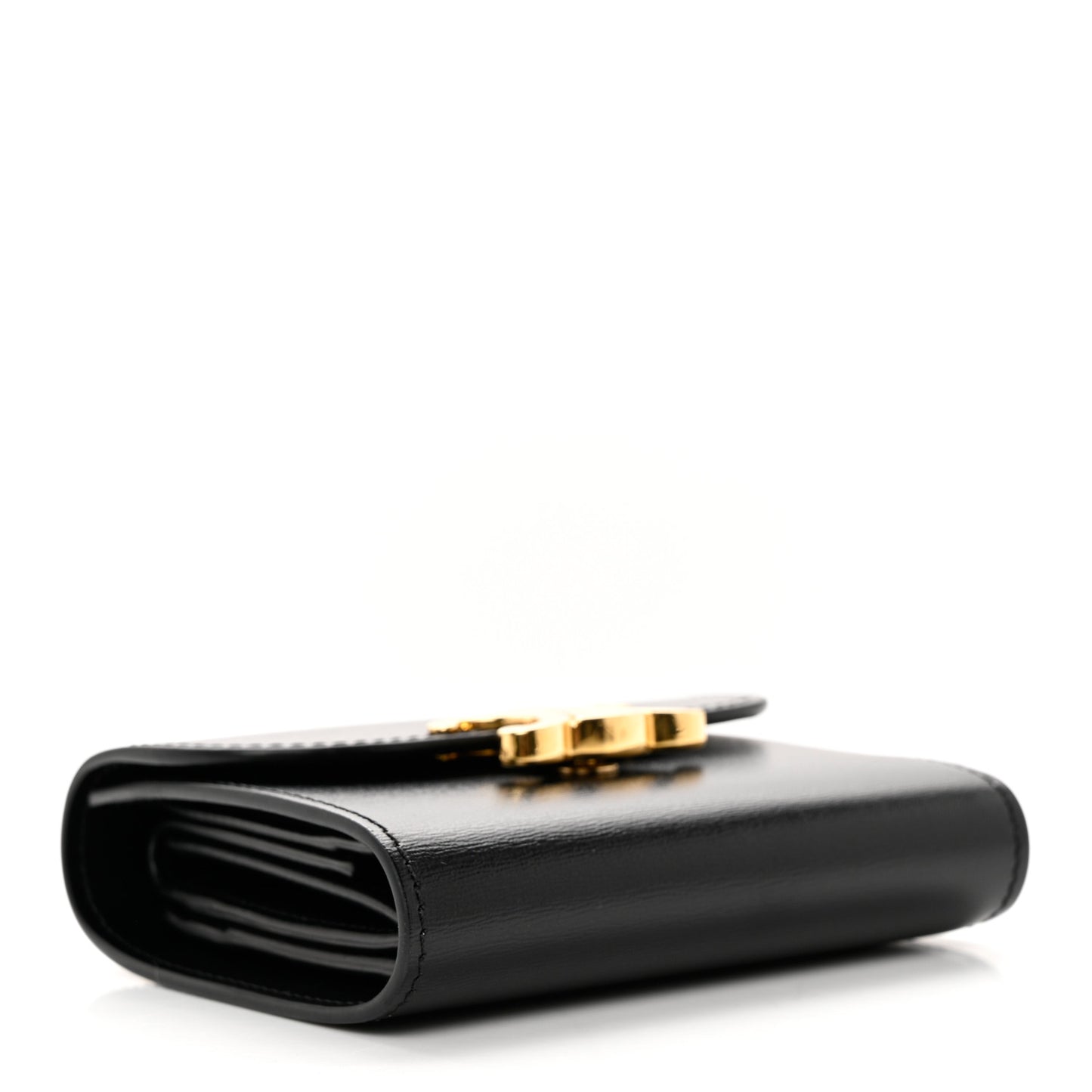 Shiny Smooth Lambskin Small Triomphe Wallet Black