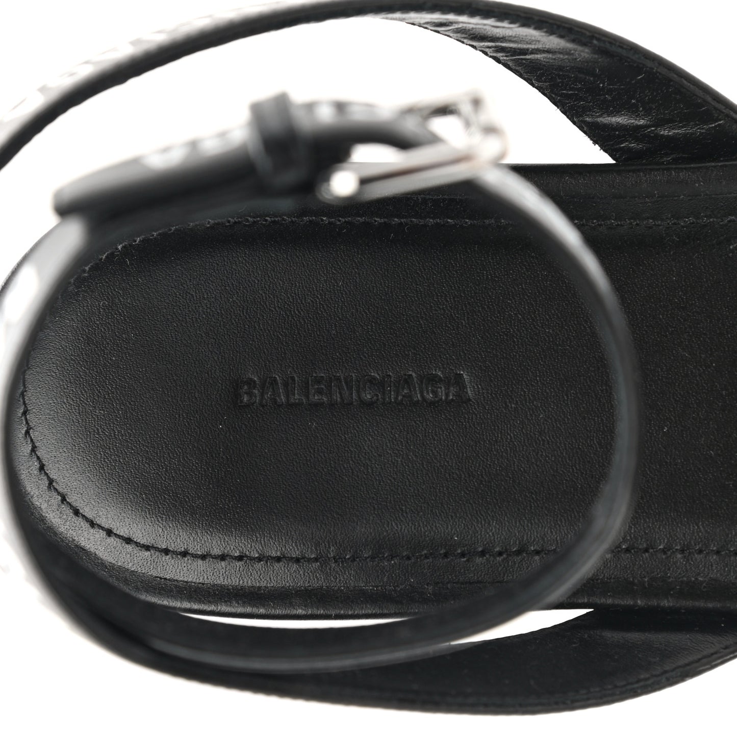 Calfskin Allover Logo Flat Sandals 36.5 Black White