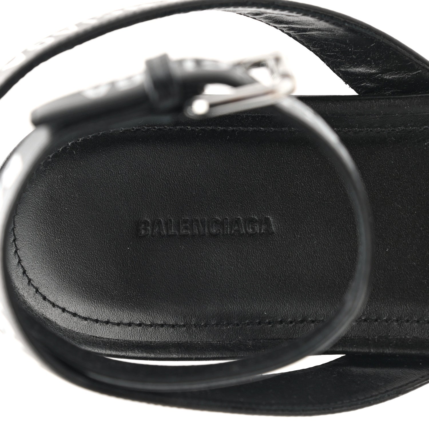 Balenciaga Calfskin Allover Logo Flat Sandals 36.5 Black White 7 of 9
