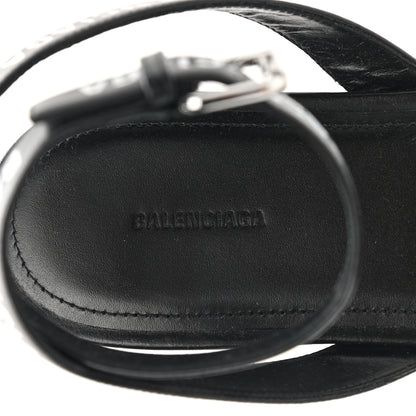 Balenciaga Calfskin Allover Logo Flat Sandals 36.5 Black White 7 of 9