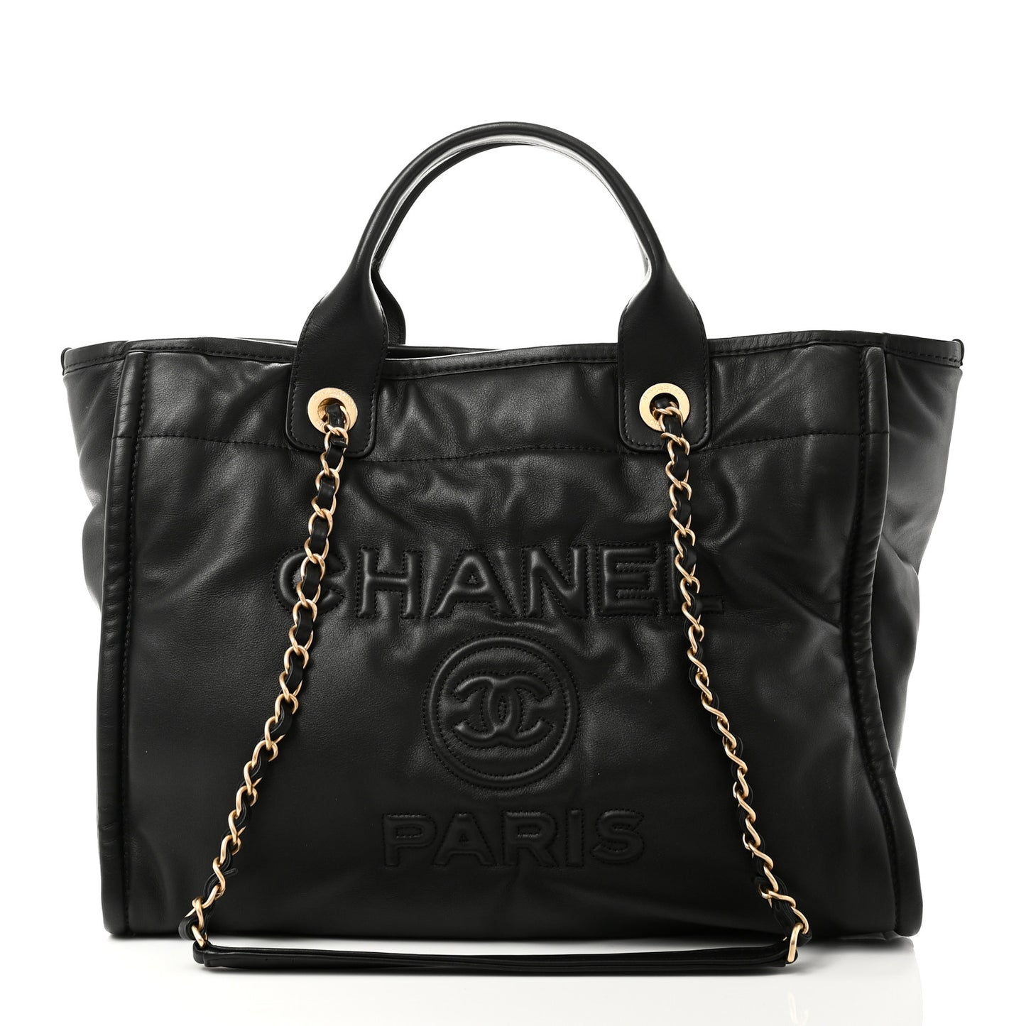 Calfskin Small Deauville Tote Black