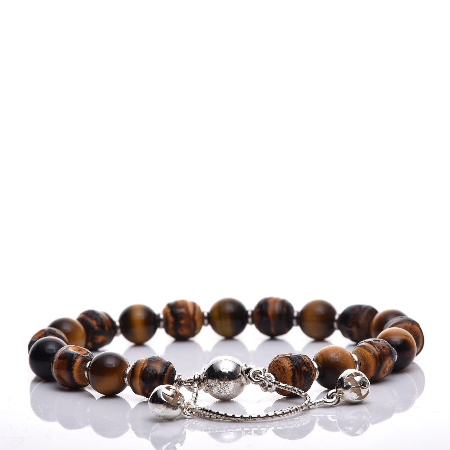 Sterling Silver Bamboo Tiger's Eye Beaded Bracelet