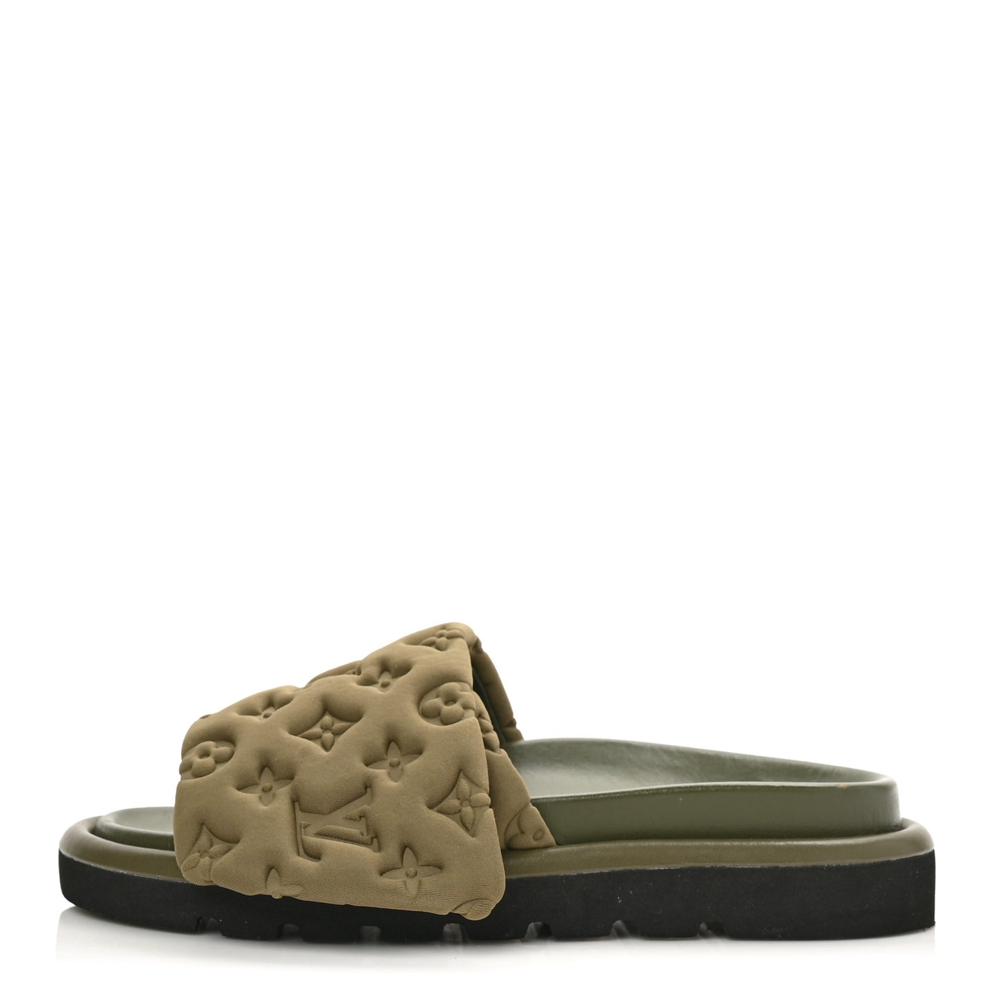 Technical Fabric Embossed Monogram Pool Pillow Comfort Mules 40 Khaki