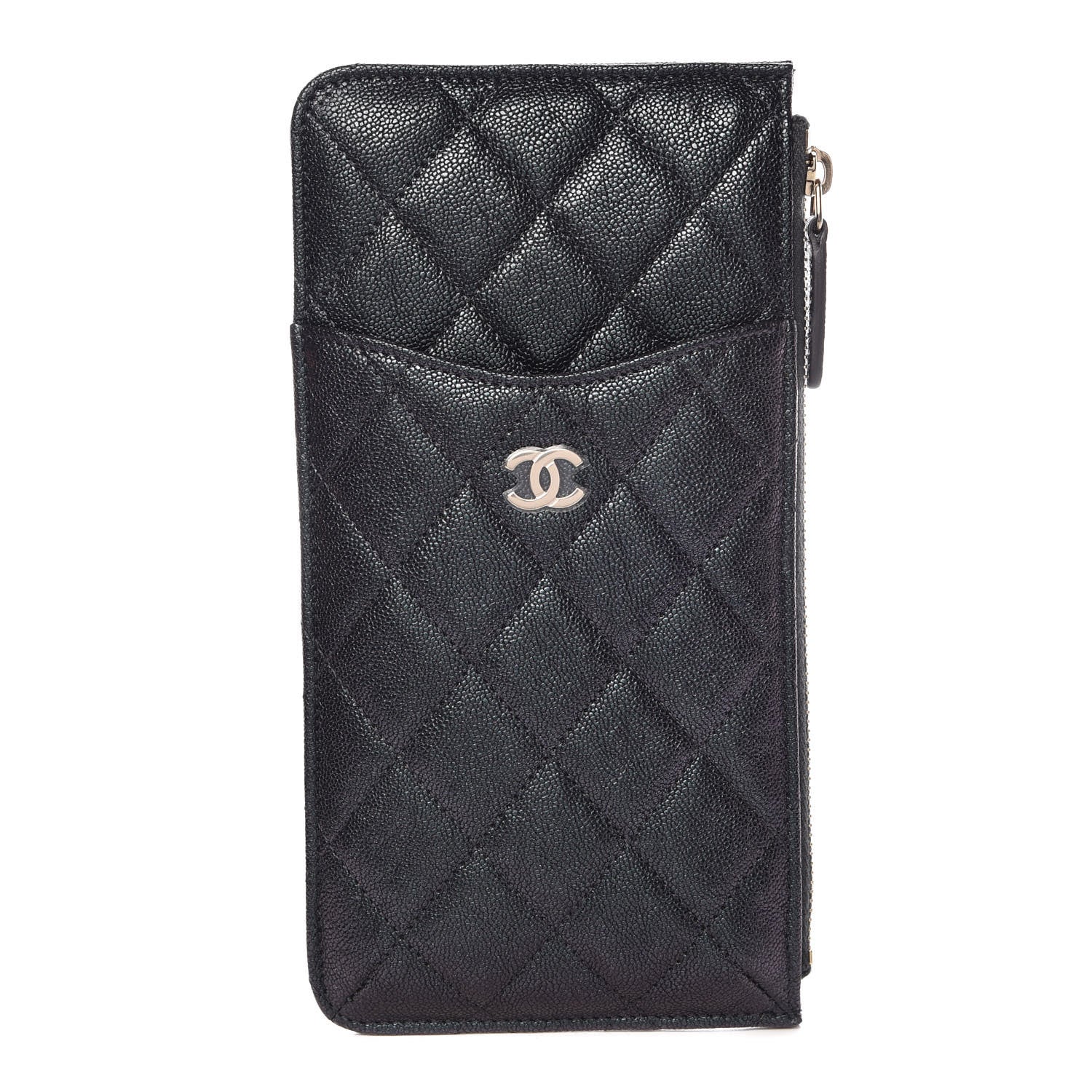 Chanel Iridescent Caviar Quilted Classic Flat Wallet Pouch Black 1 of 8