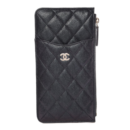 Chanel Iridescent Caviar Quilted Classic Flat Wallet Pouch Black 1 of 8