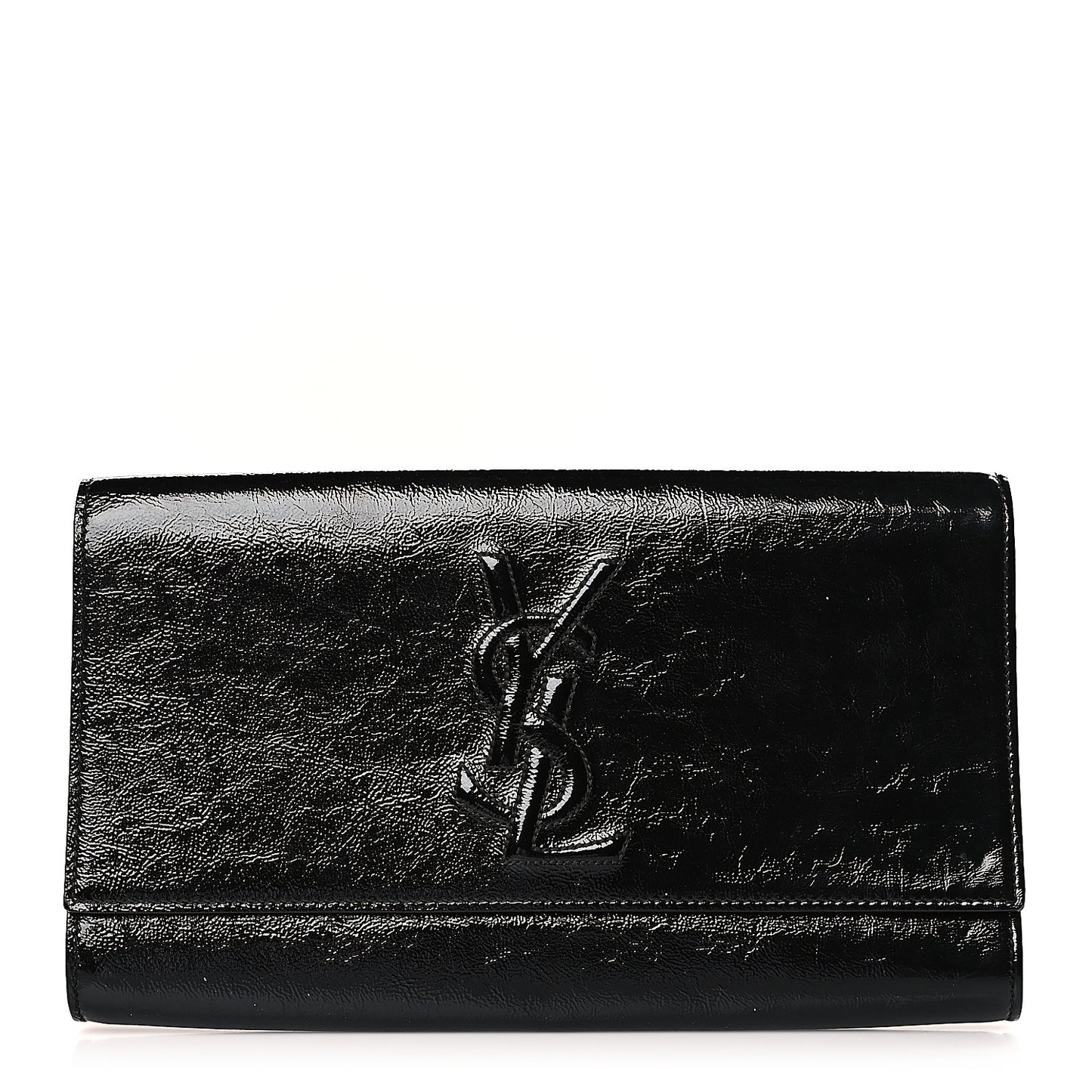 Textured Patent Monogram Large Belle De Jour Clutch Black