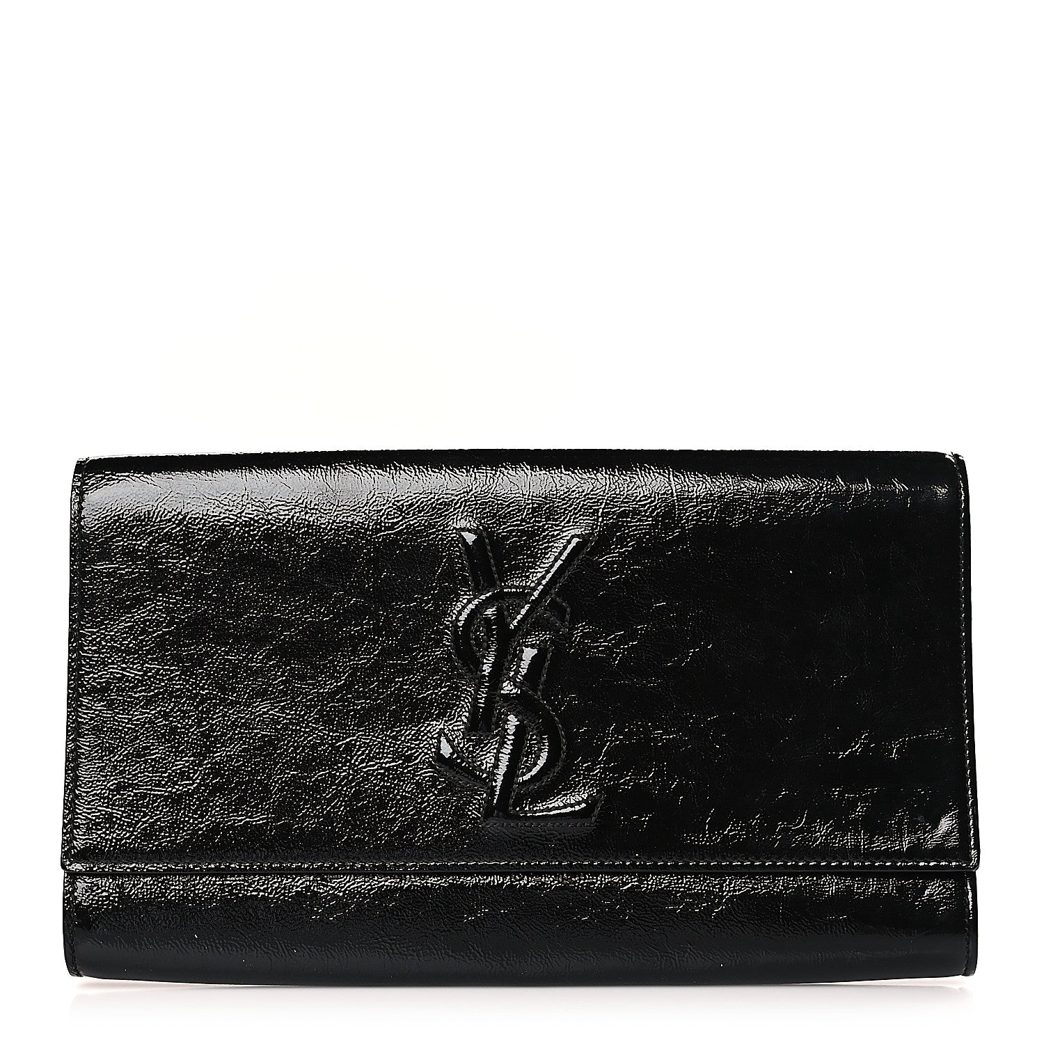 Saint Laurent Textured Patent Monogram Large Belle De Jour Clutch Black 1 of 8
