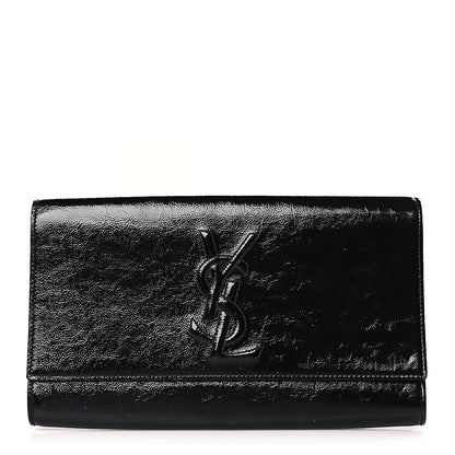 Saint Laurent Textured Patent Monogram Large Belle De Jour Clutch Black 1 of 8