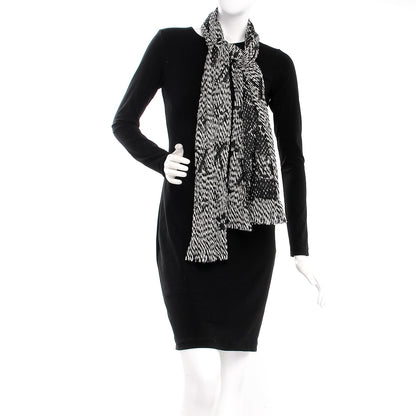 Louis Vuitton Wool Silk Logomania Mix Scarf Black 2 of 4