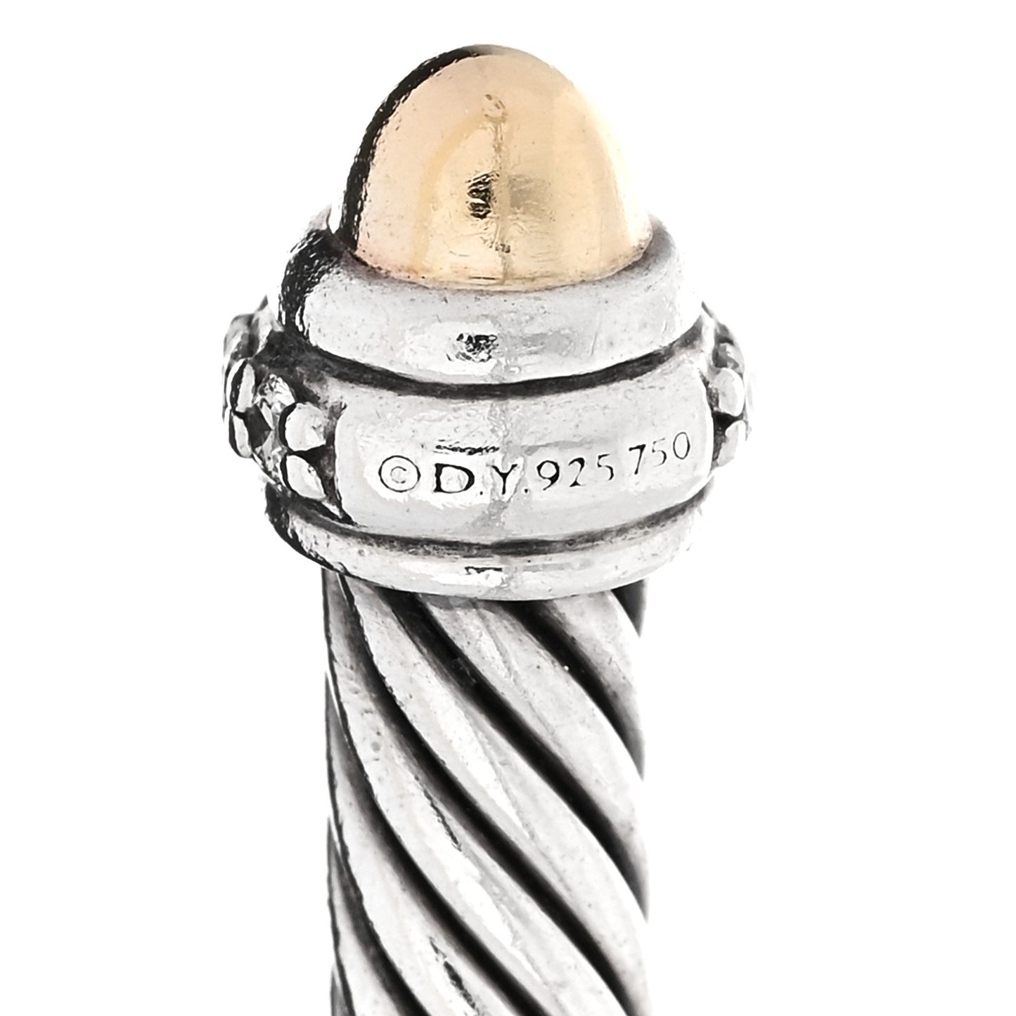 Sterling Silver 18K Yellow Gold Diamond 4mm Dome Cable Classics Bracelet