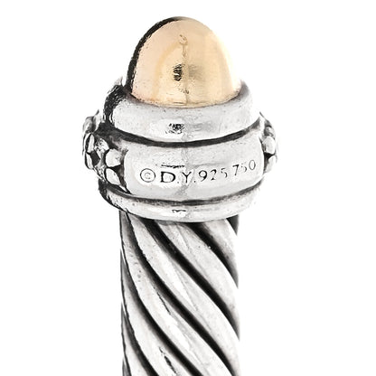 David Yurman Sterling Silver 18K Yellow Gold Diamond 4mm Dome Cable Classics Bracelet 3 of 4