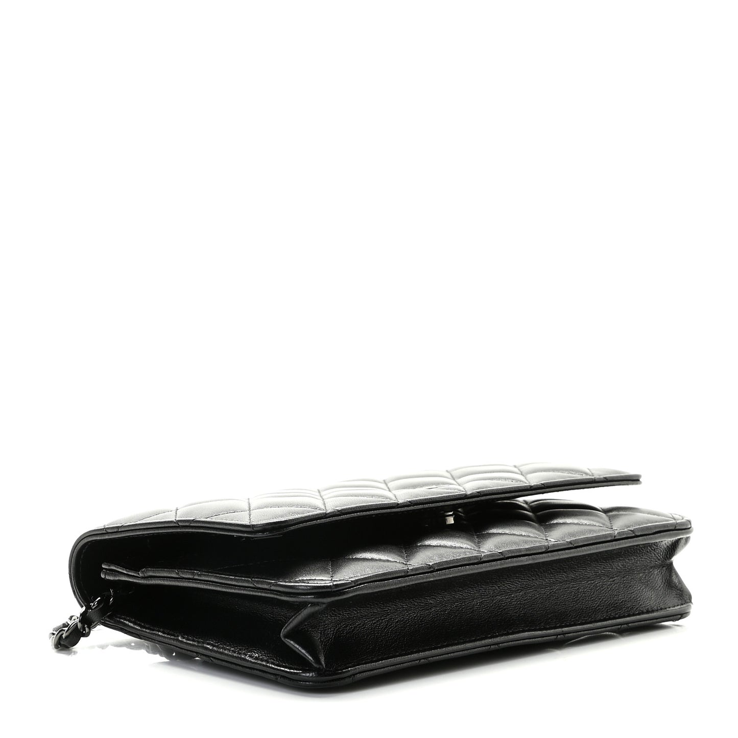 Lambskin Quilted Wallet On Chain WOC So Black