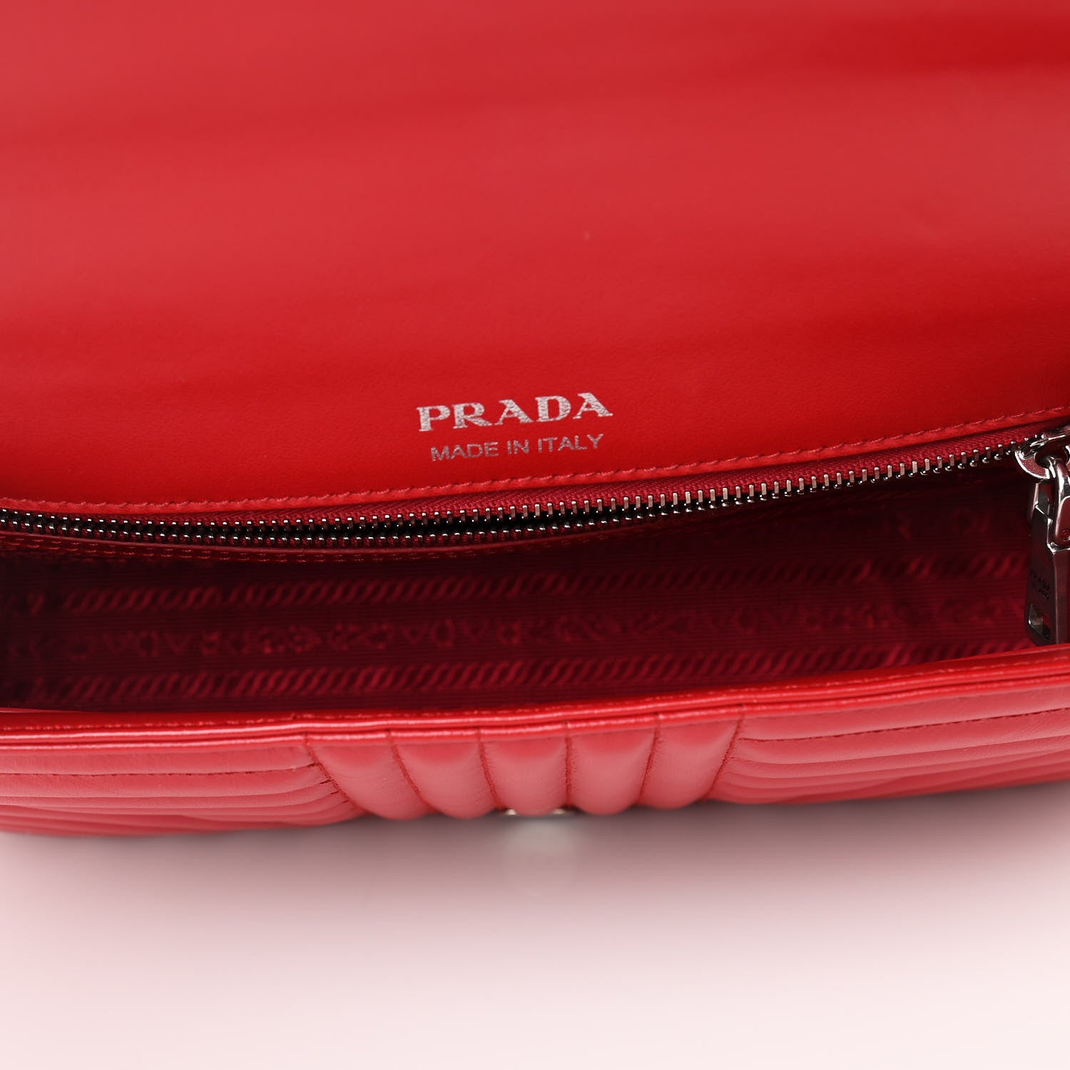 Prada Soft Calfskin Impunture Diagramme Medium Chain Flap Shoulder Bag Fuoco 5 of 9