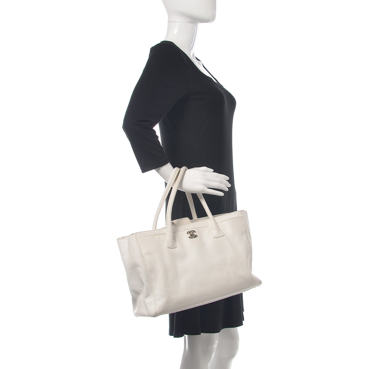 Calfskin Cerf Executive Shopper Tote White