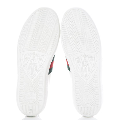 Gucci Calfskin Ayers Bee Embroidered Womens Ace Sneakers 37 White Green 5 of 9