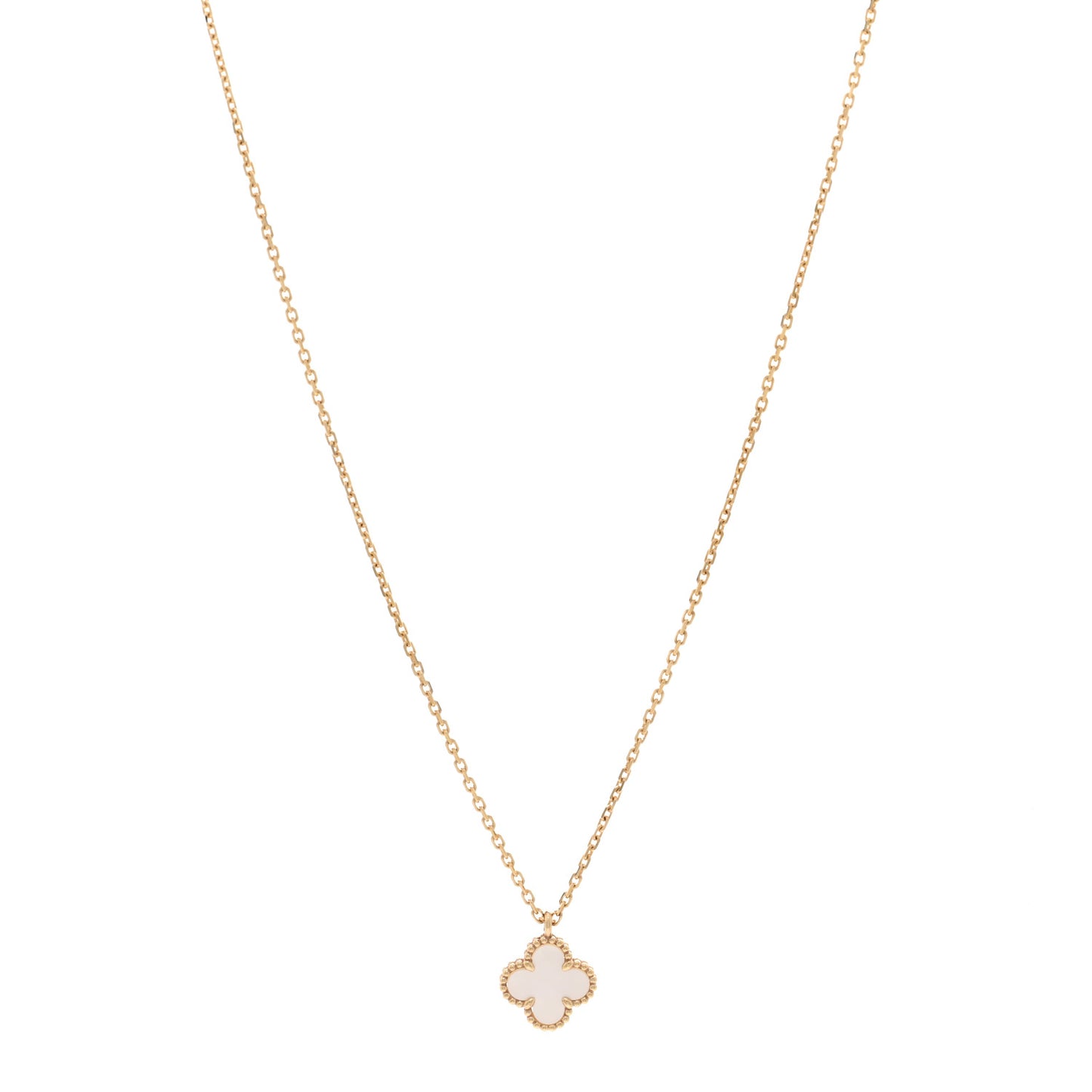18K Yellow Gold Mother of Pearl Sweet Alhambra Pendant Necklace