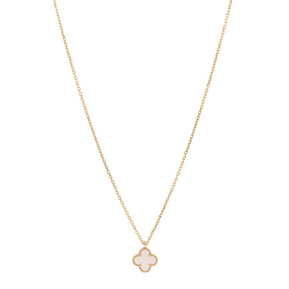 Van Cleef & Arpels 18K Yellow Gold Mother of Pearl Sweet Alhambra Pendant Necklace 1 of 6