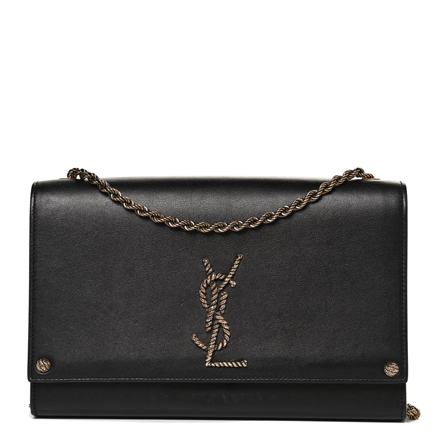 Saint Laurent Smooth Calfskin Medium Braided Monogram Kate Satchel Black 1 of 10