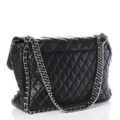 Chanel Washed Lambskin Quilted Maxi Chain Around Flap Black 2 of 9
