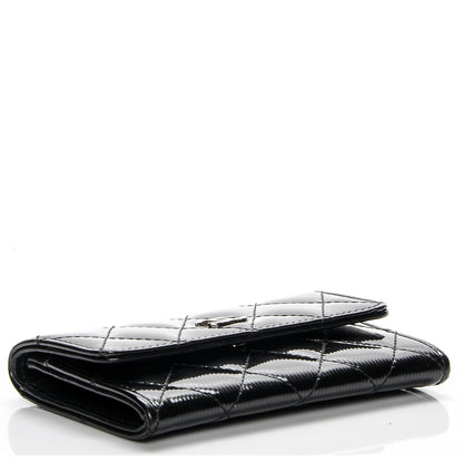 Chanel Striated Patent Quilted Card Holder Grey 4 of 7