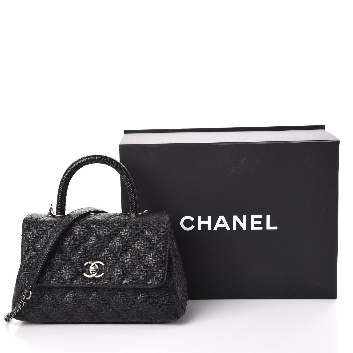 Chanel Caviar Lizard Quilted Mini Coco Handle Flap Black 7 of 7