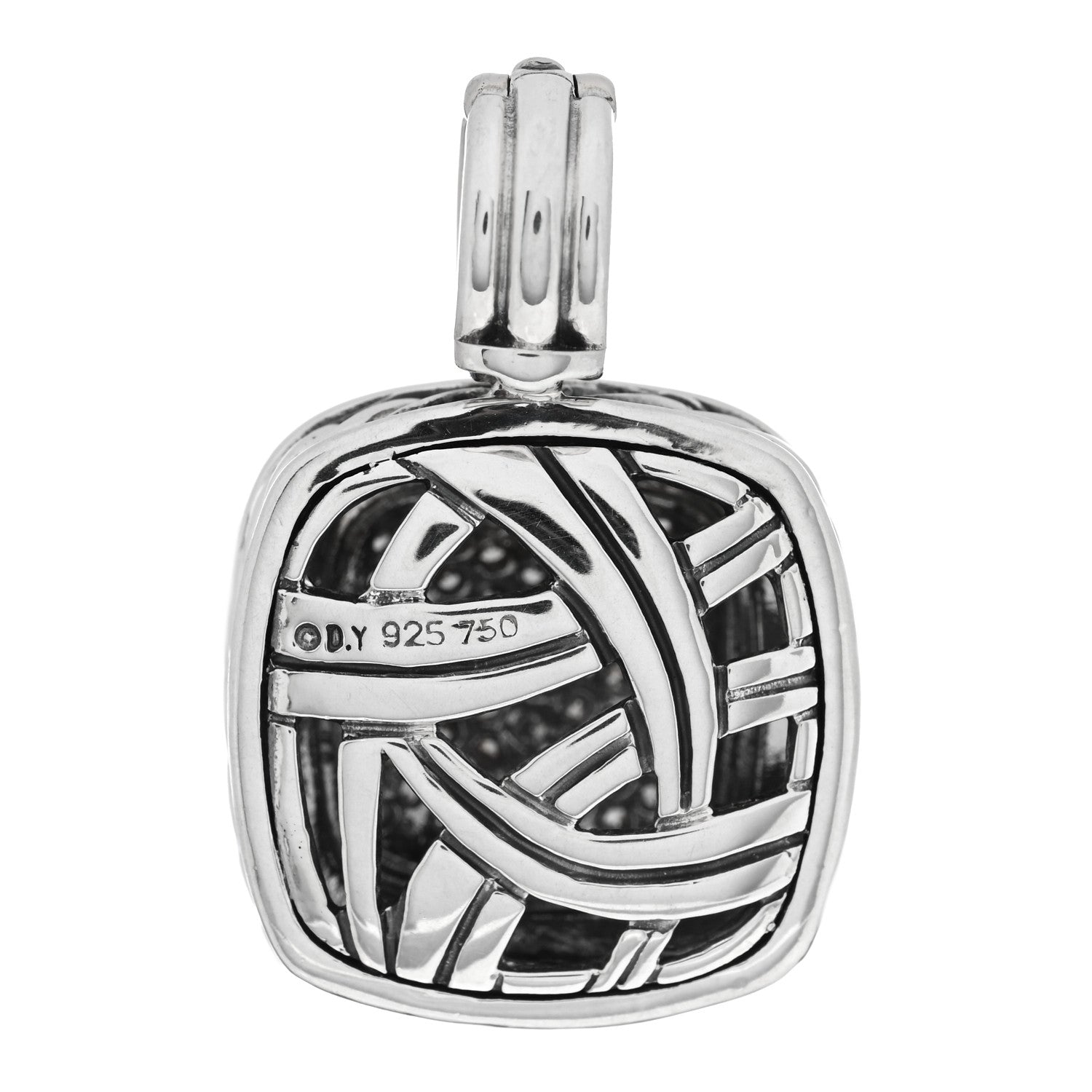 David Yurman Sterling Silver 18K White Gold Diamond 14mm Albion Pendant 3 of 4