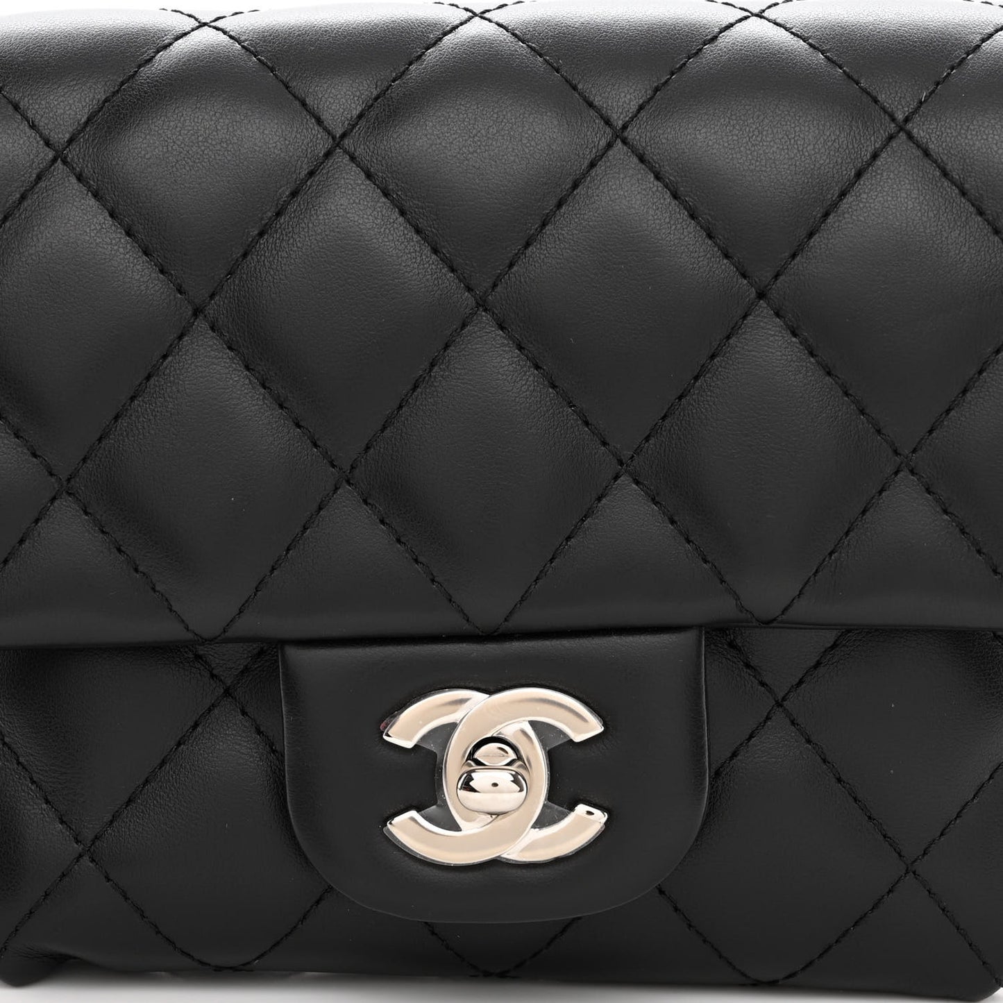 Calfskin Quilted CC Uniform Flap Belt Bag Black