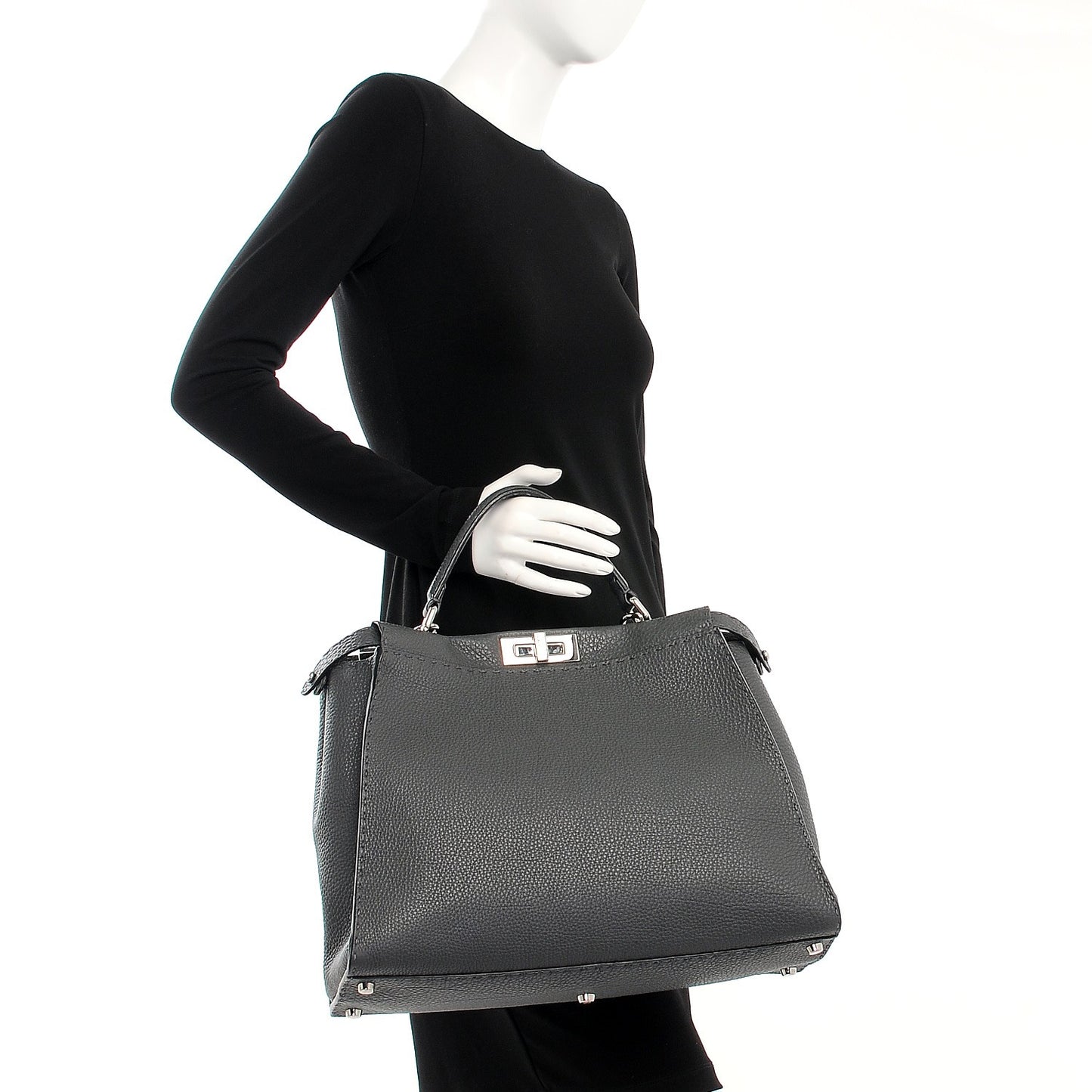 Cuoio Romano Selleria Bi-Color Large Peekaboo Iconic Satchel Asfalto Latte