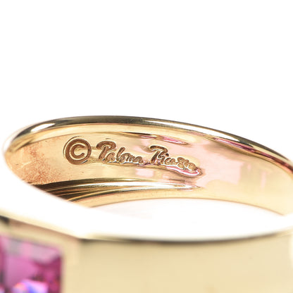 Tiffany 18K Yellow Gold Rubellite Paloma's Studio Baguette Three-Stone Ring 50 5.5 6 of 6