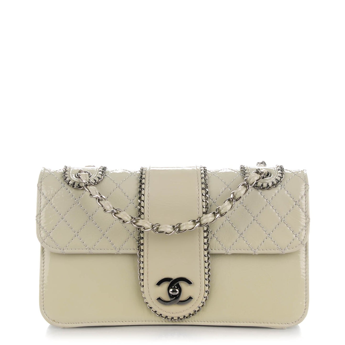 Patent Medium Madison Flap Light Grey