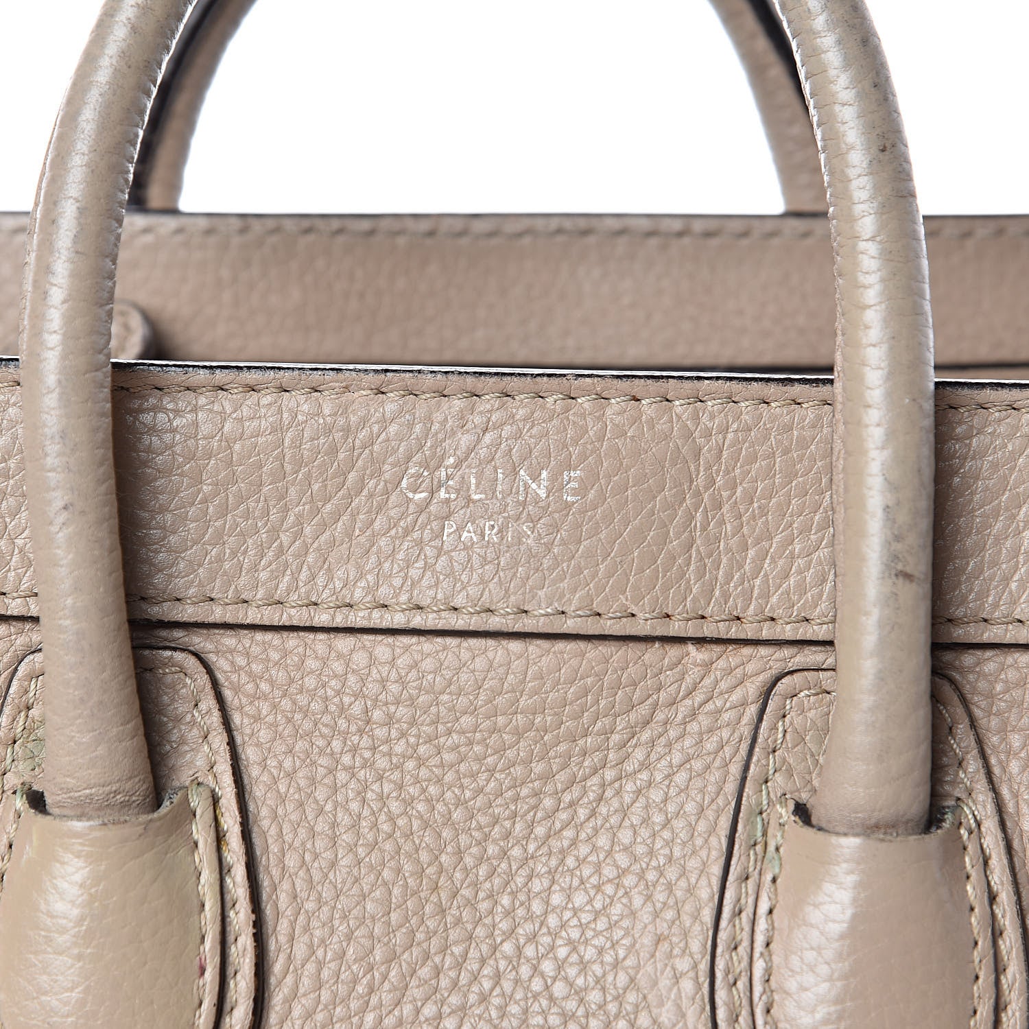 Celine Drummed Calfskin Nano Luggage Dune 8 of 17