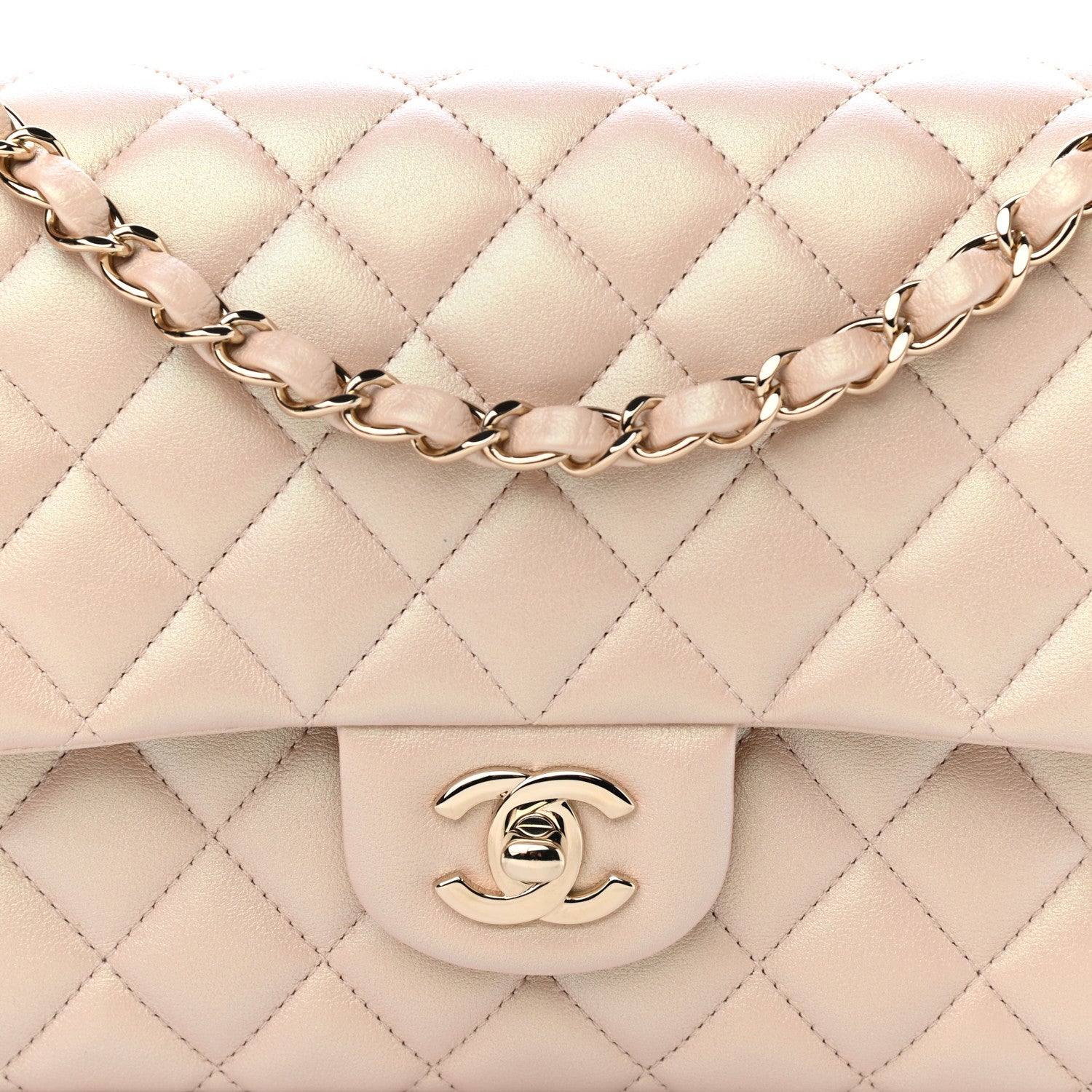Chanel Iridescent Calfskin Quilted Medium Double Flap Beige 8 of 10