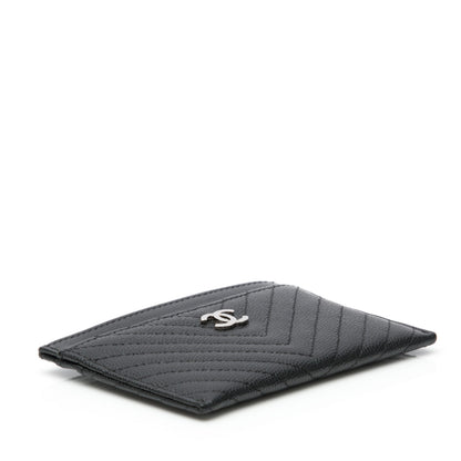 Chanel Caviar Chevron Quilted Card Holder Black 4 of 8