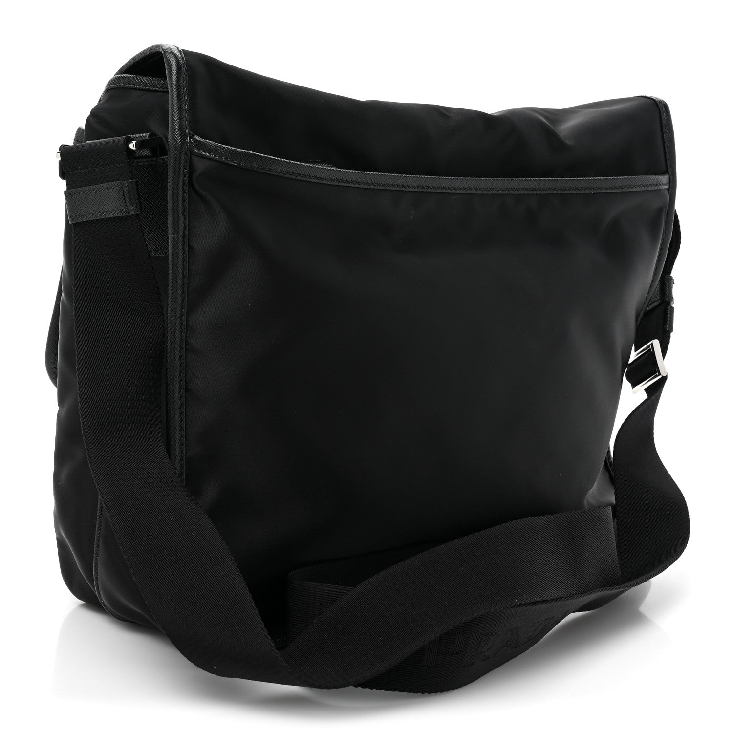 Prada Tessuto Nylon Saffiano Logo Messenger Bag Black 3 of 14