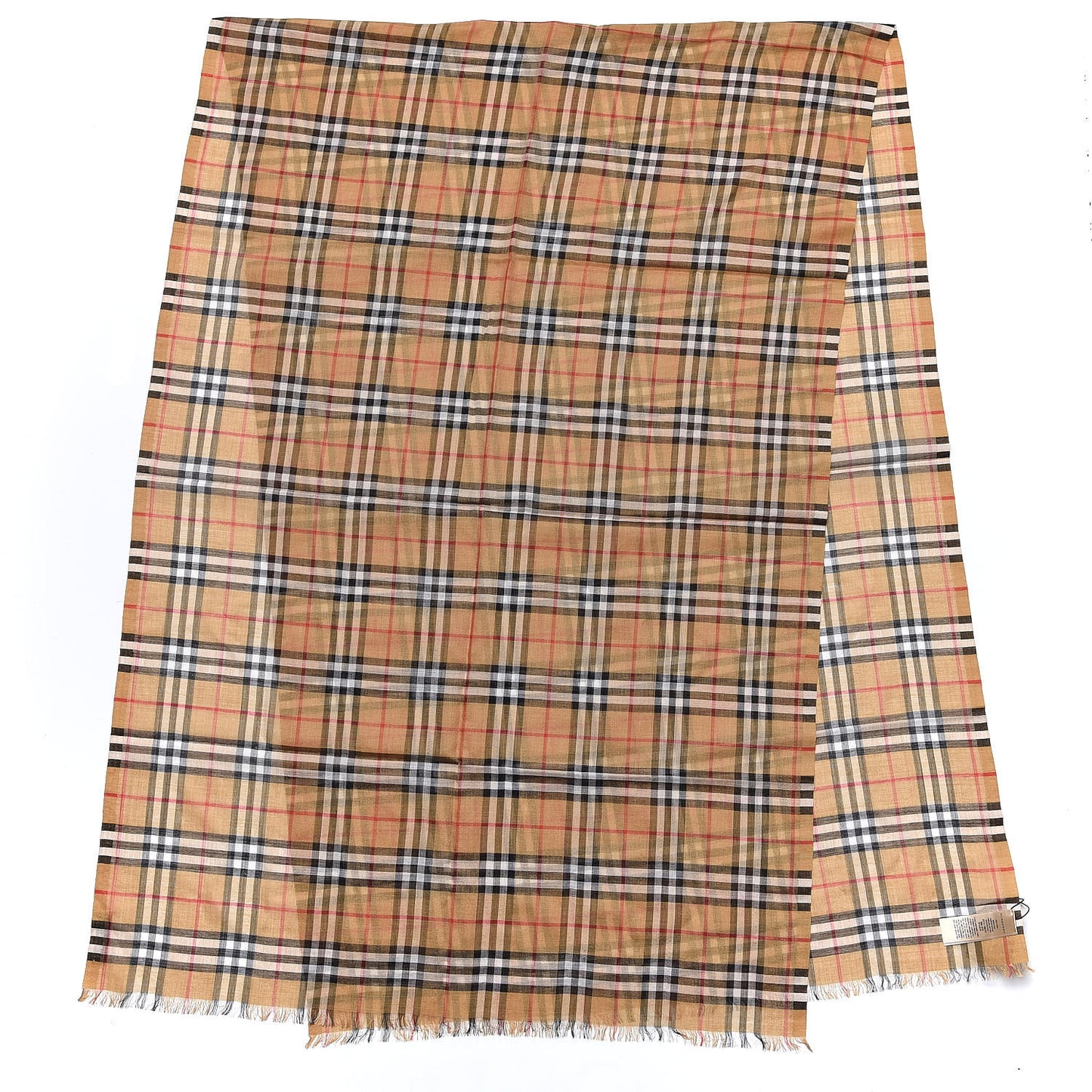 Wool Silk Gauze Vintage Check Scarf Antique Yellow
