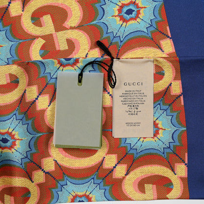 Gucci Silk Twill Sr Chocy Scarf Light Brown Yellow 7 of 10