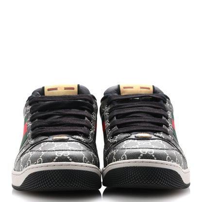 Gucci GG Supereme Monogram Miro Soft Calfskin Web Mens Screener Sneakers 8 Black Grey Sky 3 of 10