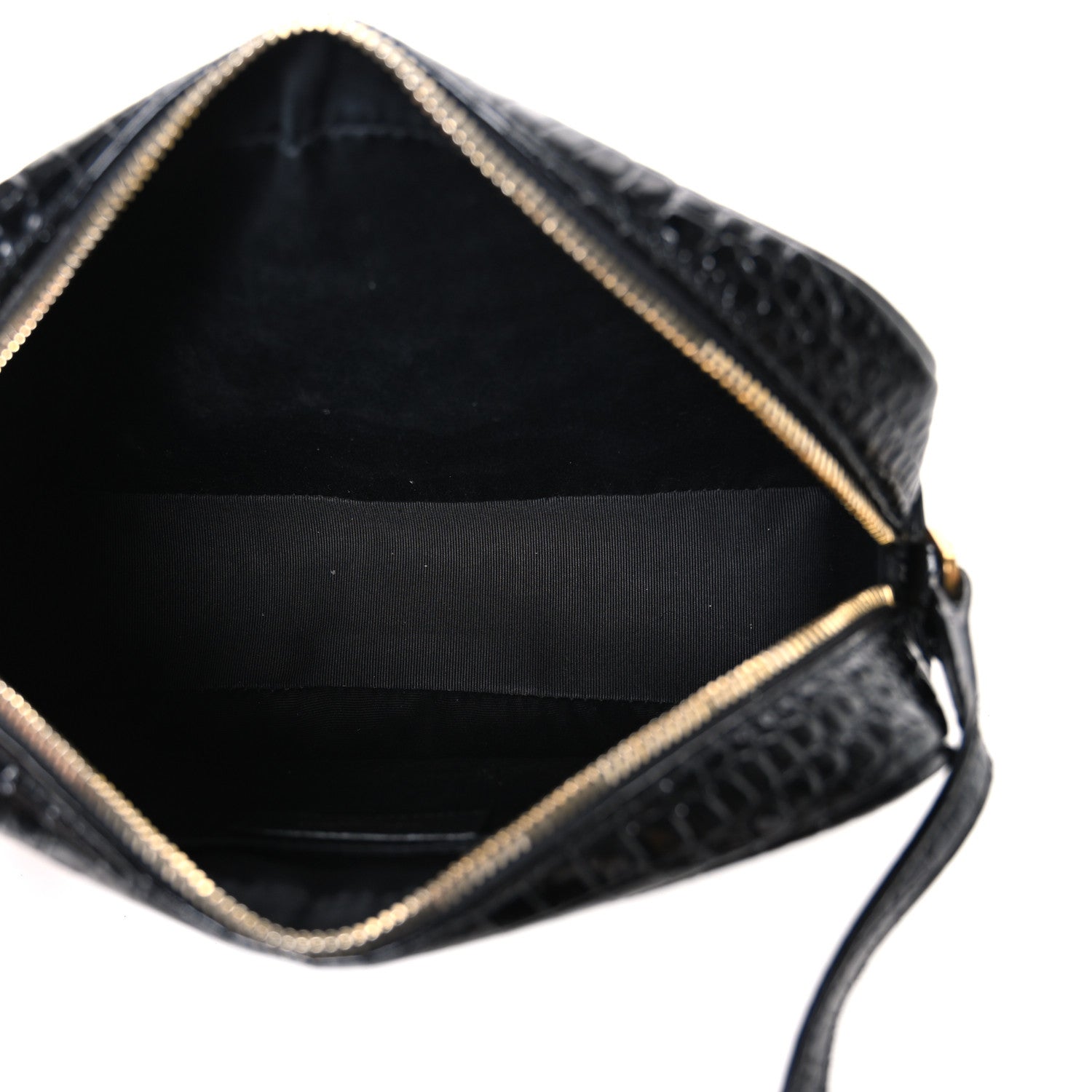 Saint Laurent Patent Calfskin Crocodile Embossed Monogram Lou Camera Bag Black 5 of 11
