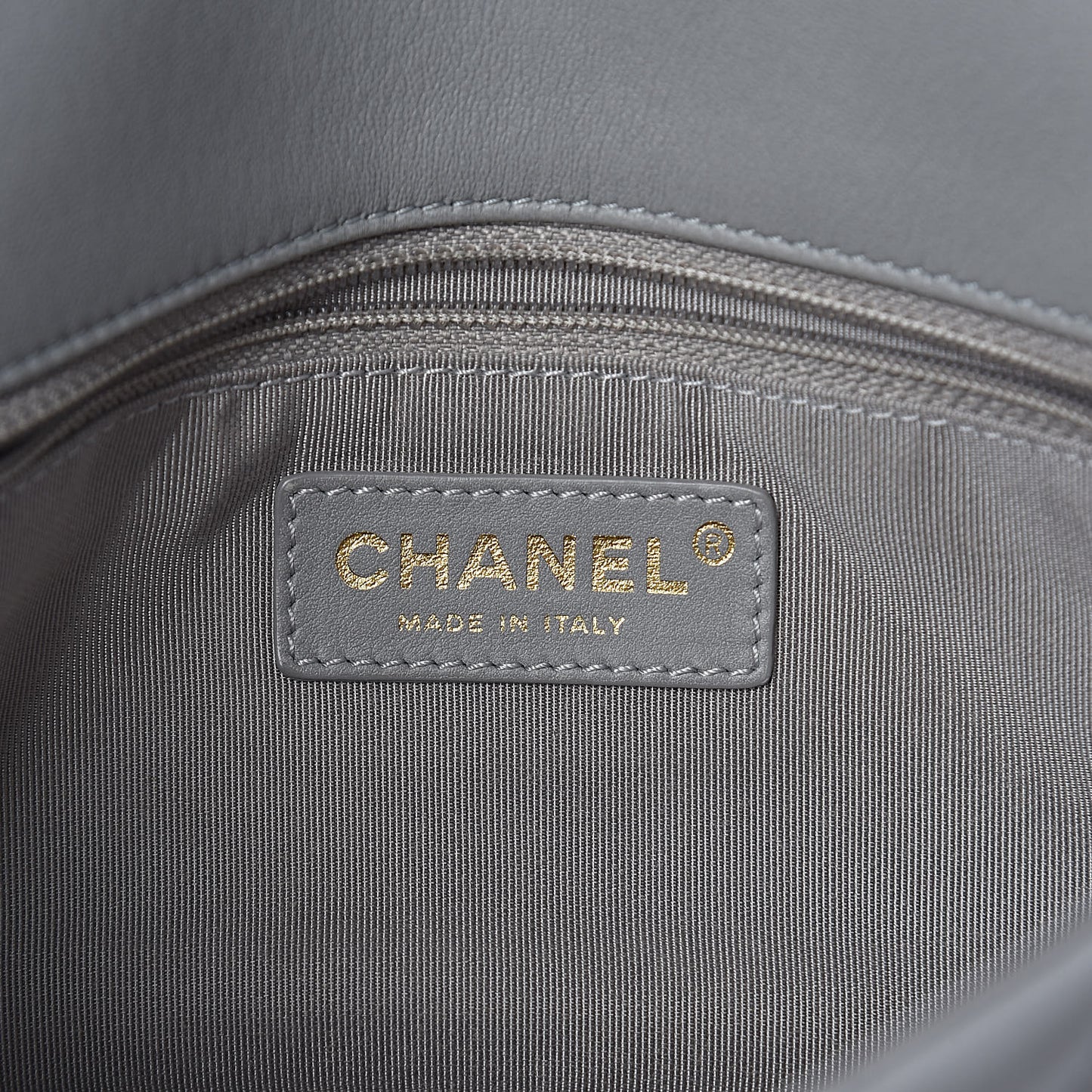 Lambskin Chevron Quilted Chain Around Mini Rectangular Flap Grey
