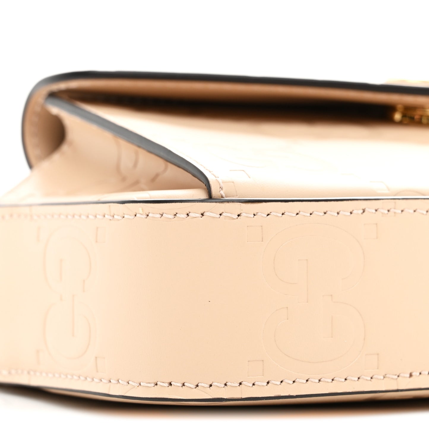 Calfskin GG Super Mini Debossed Chain Wallet Light Beige