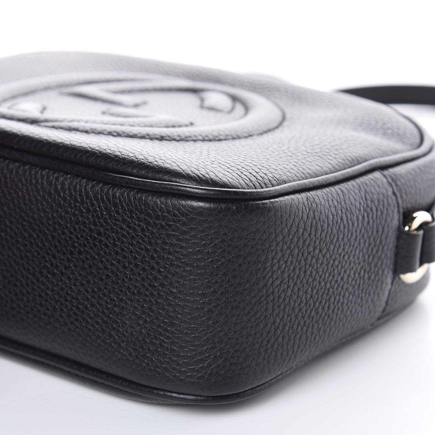 Pebbled Calfskin Small Soho Disco Bag Black
