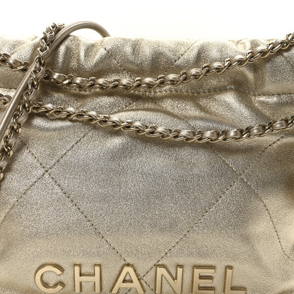 Chanel Metallic Lambskin Quilted Mini Chanel 22 Golden 8 of 10