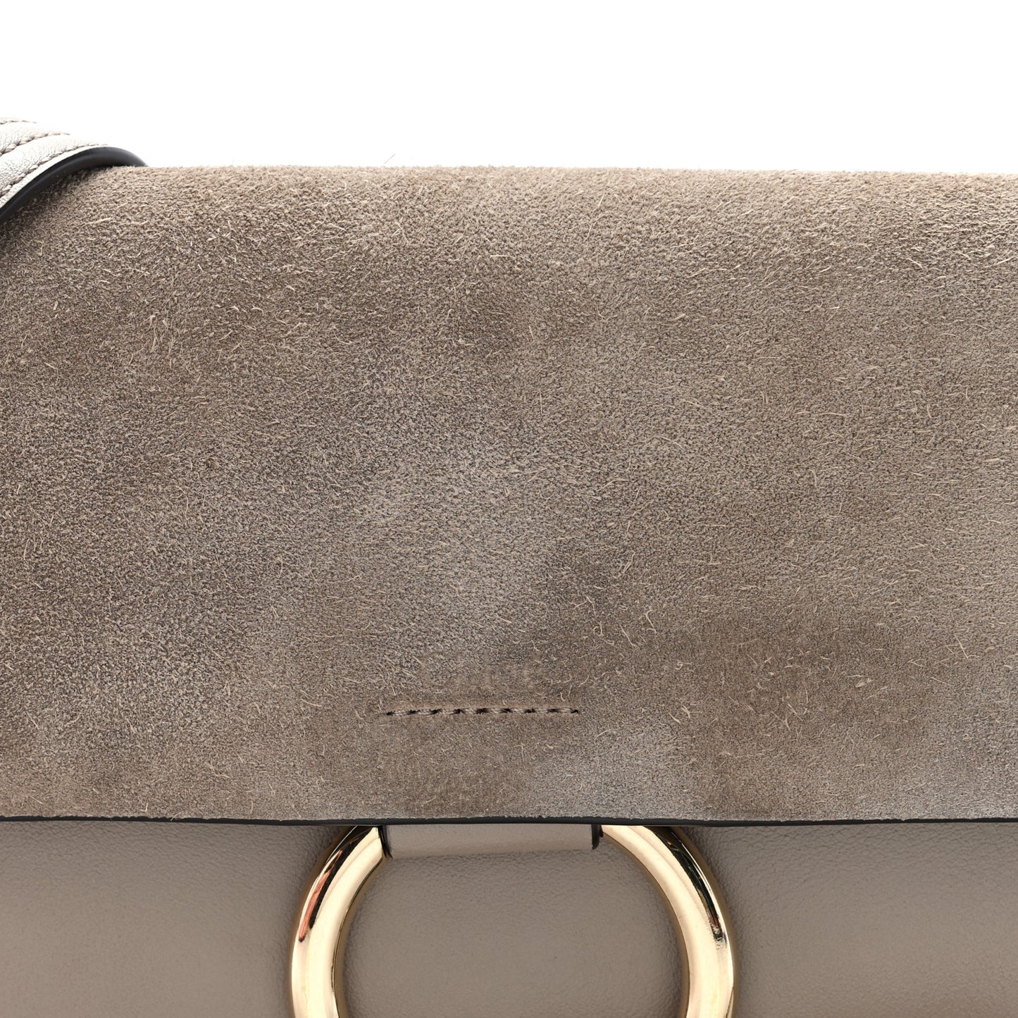 Suede Calfskin Small Faye Shoulder Bag Motty Grey