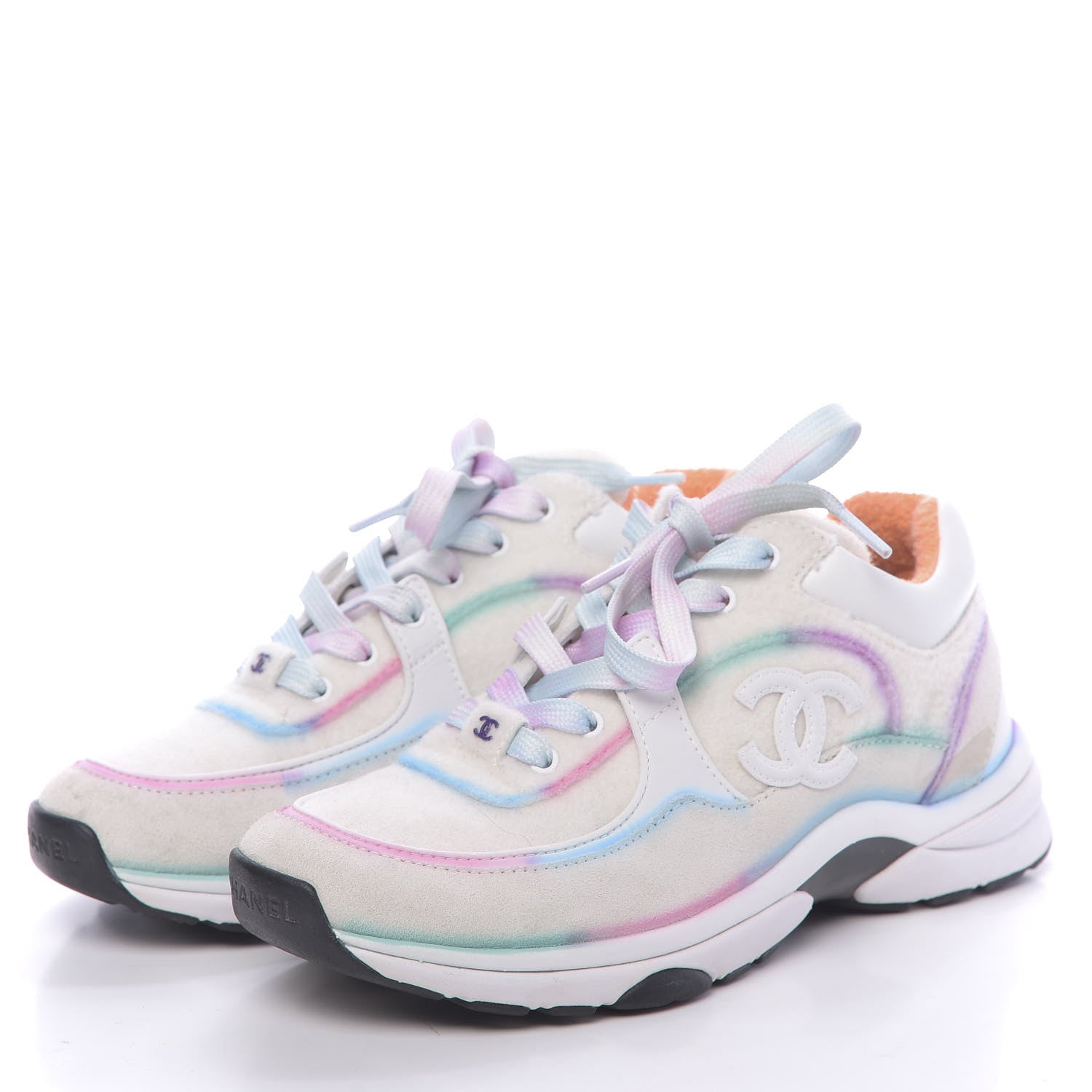 Chanel Wool Suede Calfskin CC Sneakers 37 Multicolor 3 of 10